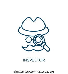inspector icon. Thin linear inspector outline icon isolated on white background. Line vector inspector sign, symbol for web and mobile