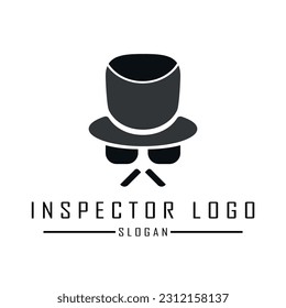 logotipo de inspector, logotipo de espía, logotipo de hacker, logotipo de sombrero negro con fondo blanco