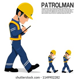 An inspector is patrolling on transparent background