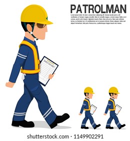 An inspector is patrolling on transparent background