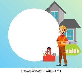 Inspector standing near house with tools poster