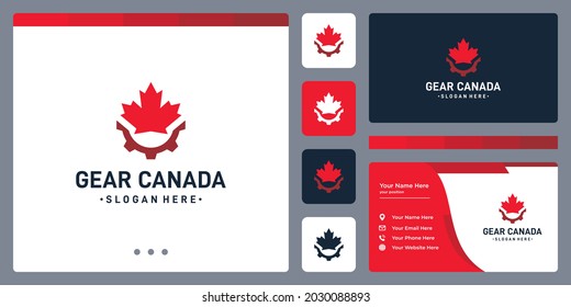 inspiration abstract gear logo concept and Canadian leaf shape. icon for business, automotive