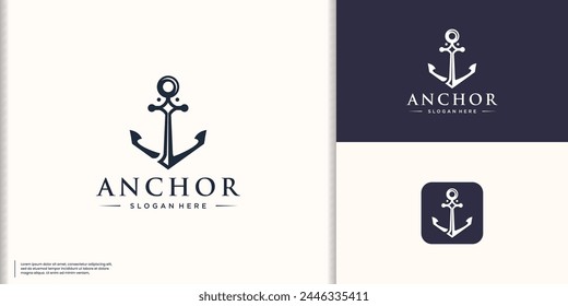 Vector de Plantilla de diseño de logotipo de ancla inspiration. ilustración vintage de símbolo de ancla retro.