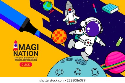 Inspiration, back to school, creativity, space banner design, vector banner illustration