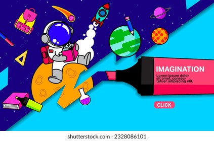 Inspiration, back to school, creativity, space banner design, vector banner illustration