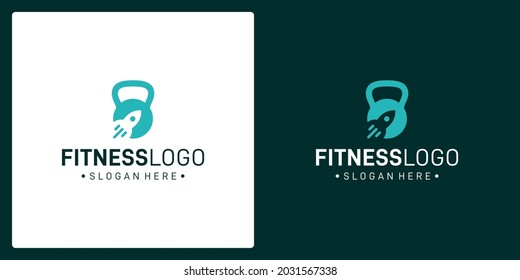inspiration for the barbell logo and the rocket logo. premium vector