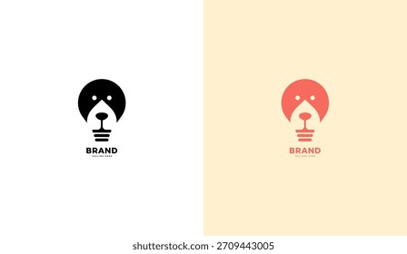 Inspiration bear logo, inspiration bear icon. Bear and light bulb illustration template design