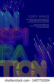 Inspiration big text dot and dash line pattern layer overlay, Poster banner or flyer template layout design illustration isolated on blue background with copy space, vector eps10