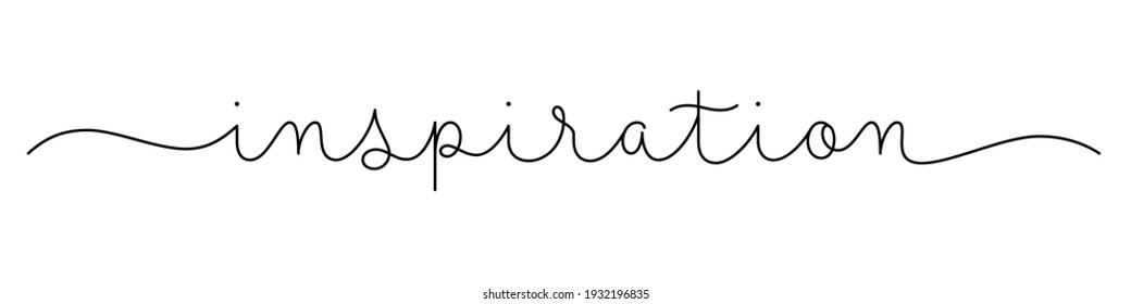 INSPIRATION black vector monoline calligraphy banner with swashes isolated on white background