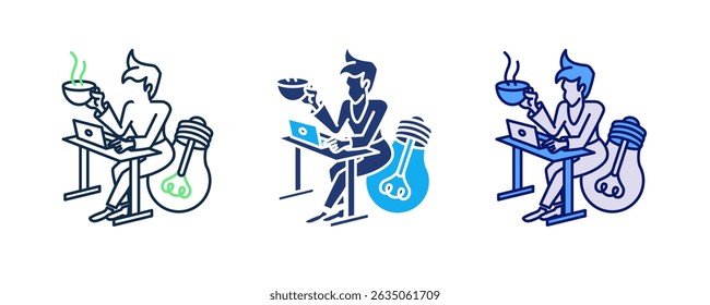 Inspiration Boost icon represented by Inspiration Boost icon Blue, Dualline, Dualtone style.