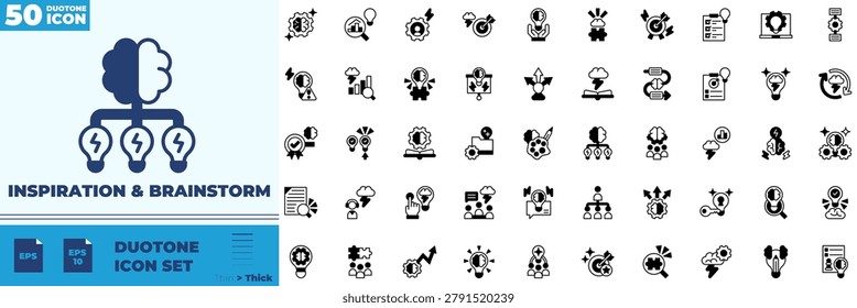 Inspiration And Brainstorm Duotone Editable Icons set