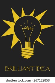 Inspiration of Brilliant Idea in Light Bulb Concept. Vector Illustration