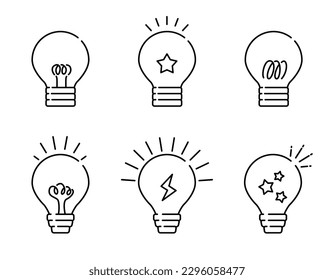 inspiration bulb line drawing vector icon material assortment set