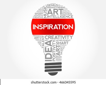 Inspiration bulb word cloud collage, concept background