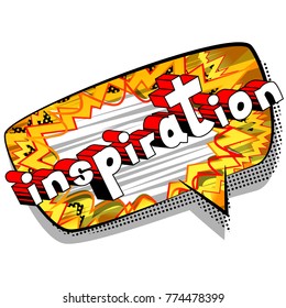 Inspiration - Comic book style word on abstract background.