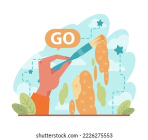 Inspiration concept. Creative character generating new ideas. Person with good imagination. Inspired employee for career goals achievement. Flat vector illustration