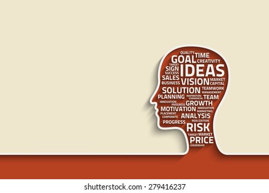 inspiration concept with head and business words, eps10 vector background for your design