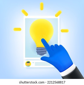 Inspiration concept with lightbulb. 3d vector illustration
