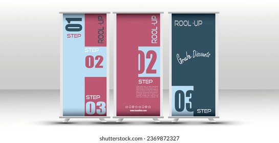  Inspiration concept modern design template workflow layout, diagram, numbers step up options banners, Vector illustration, Numbers 1, 2, 3, 4 Concept Business Roll-Up Banner Design, Vertical Advertis