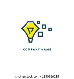 Inspiration, creative agency, innovation, energy, electric, designer, training, education web icon. Idea minimalistic vector logo. Vector lamp Template. Lamp icon. Vector illustration, Editable Design
