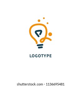 Inspiration, creative agency, innovation, energy, electric, designer, training, education web icon. Idea minimalistic vector logo. Vector lamp Template. Lamp icon. Vector illustration.