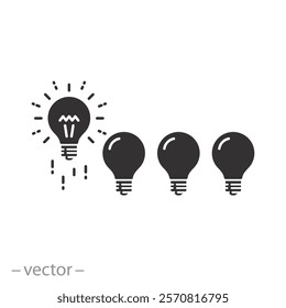 inspiration creative idea, lightbulb icon, concept education or invention, understand purpose, leader insight, flat vector illustration