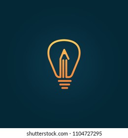 Inspiration, creative, innovation, energy, electric web icon. Idea minimalistic vector logo. Vector line art lamp Template. Lamp icon on a dark background.