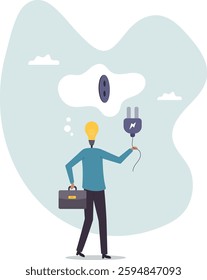 Inspiration or creativity to think of solution or solving business problem, imagination or innovation to success,business concept.flat character.
