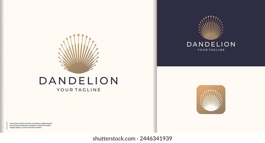 inspiration dandelion logo design in geometry circle shape design template vector illustration.