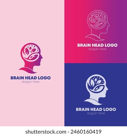 Inspiration for a human head logo with a simple leaf concept on the head with gradient colors. Suitable for business and corporate logo