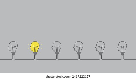 inspiration icon Light bulb shaped like a human head