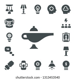 inspiration icon set. 17 filled inspiration icons.  Simple modern icons about  - Lamp, Paint bucket, Bulb, Thinking, Motivation, Eco bulb, Lightbulb, Inspiration