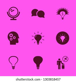 inspiration icon set with gear head, mirror and speech bubbles vector illustration