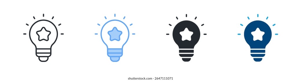 Ícone de inspiração define vários estilos. Projetado Em Contorno, Azul, Glifo, Tom Duplo