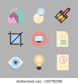 inspiration icon set. vector set about graphic tool, graphics, visibility and idea icons set.