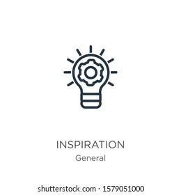 Inspiration icon. Thin linear inspiration outline icon isolated on white background from general collection. Line vector sign, symbol for web and mobile