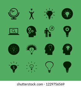 inspiration icon. inspiration vector icons set bulb head, mirror, bulb and gear head