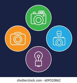 Inspiration icons set. set of 4 inspiration outline icons such as bulb