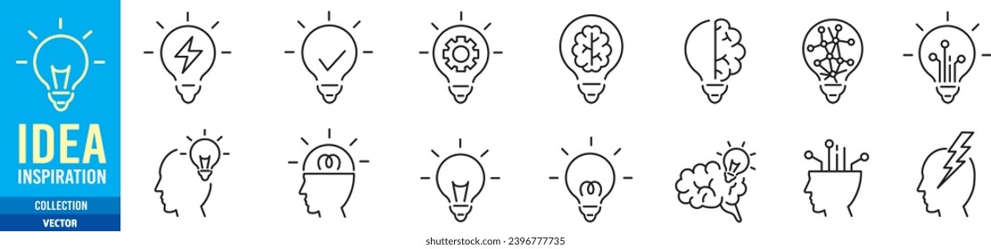 inspiration idea icons collection set editable stroke vector