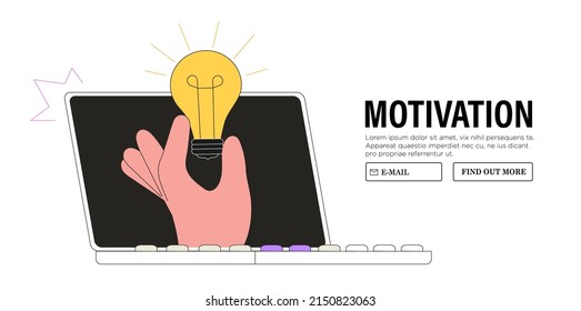 Inspiration idea to inspire or motivate people to success, business innovation or creativity, solution or invention concept. Vector illustration hand hold light bulb banner for business or education.