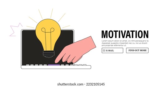 Inspiration idea to inspire or motivate people to success, business innovation or creativity, solution or invention concept. Vector illustration hand hold light bulb banner for business or education.