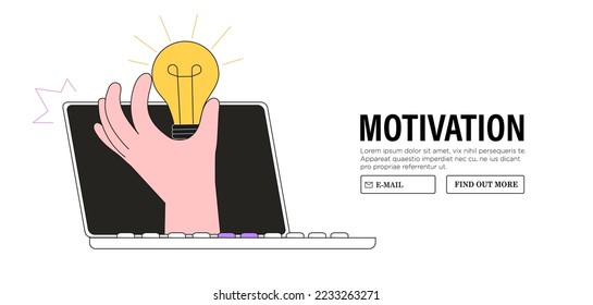 Inspiration idea to inspire or motivate people to success, business innovation or creativity, solution or invention concept. Vector illustration hand hold light bulb banner for business or education.