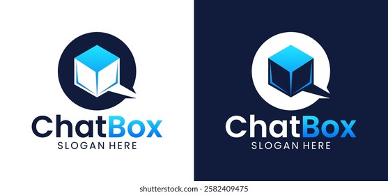 Inspiration illustration design logo talk and vector box icon.