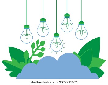 Inspiration Innovation Idea Light Bulbs Concept Vector. Sustainable Energy Ecofriendly Illustration.