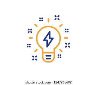 Inspiration line icon. Creativity light bulb with lightning bolt sign. Graphic art symbol. Colorful outline concept. Blue and orange thin line color icon. Inspiration Vector