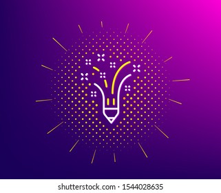 Inspiration line icon. Halftone pattern. Creativity pencil sign. Graphic art symbol. Gradient background. Inspiration line icon. Yellow halftone pattern. Vector