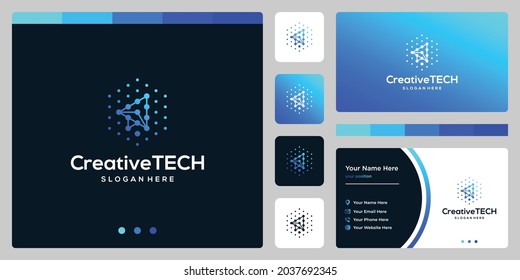 Inspiration logo cursor arrow abstract with tech style and gradient color. Business card template