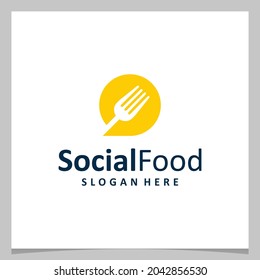 Inspiration logo design chat bubble with fork logo. Premium vector