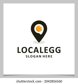 Design-Ei mit Inspiration Logo-Design mit Standort-Logo. Premium-Vektorgrafik
