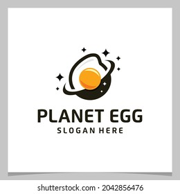 Inspiration logo design egg with planet logo. Premium vector